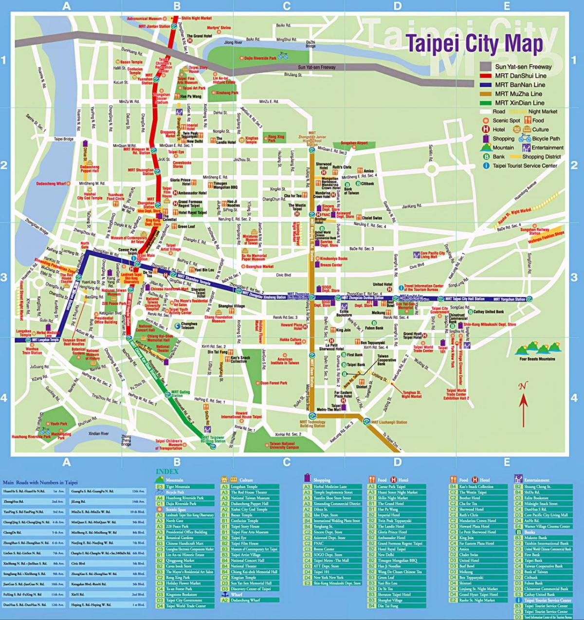 карта на Taipei city туристички