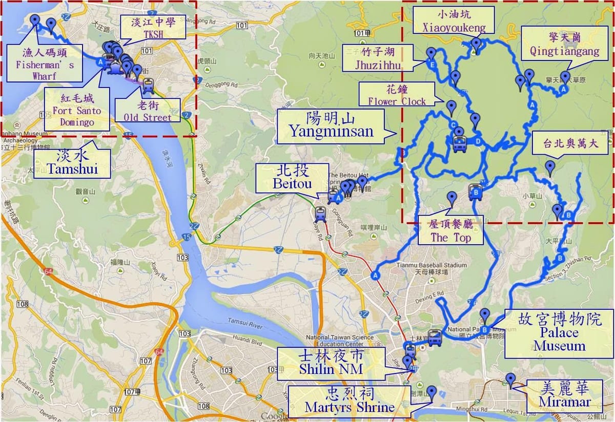 карта на beitou тајван