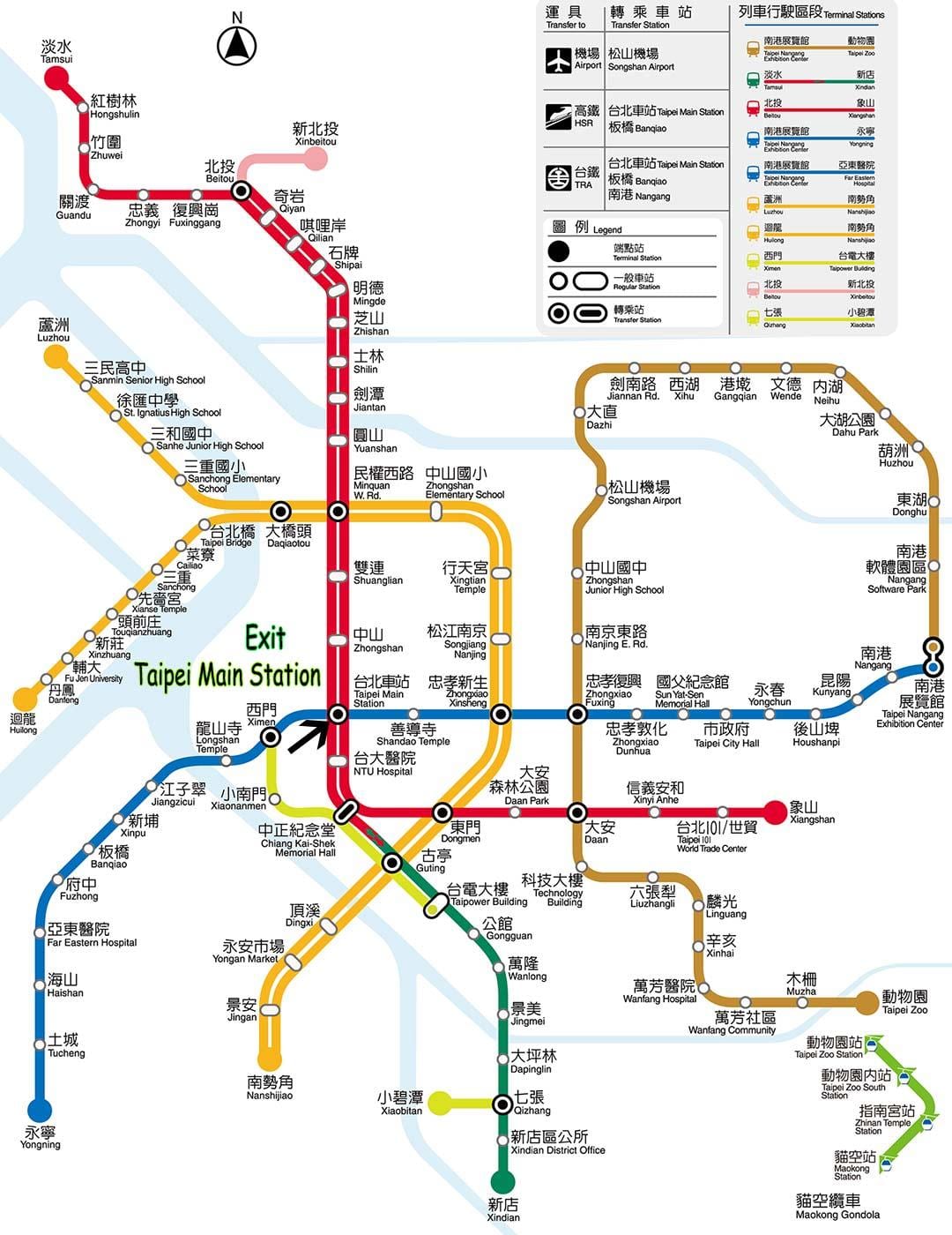 Taipei главната железничка станица на мапа