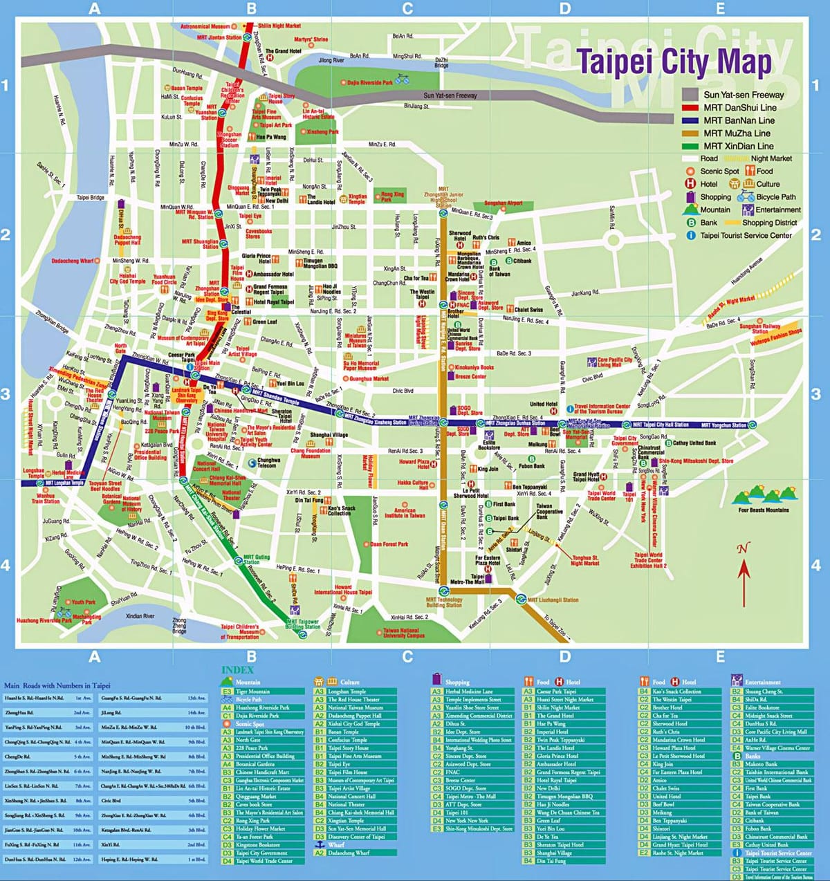 карта на Taipei city туристички