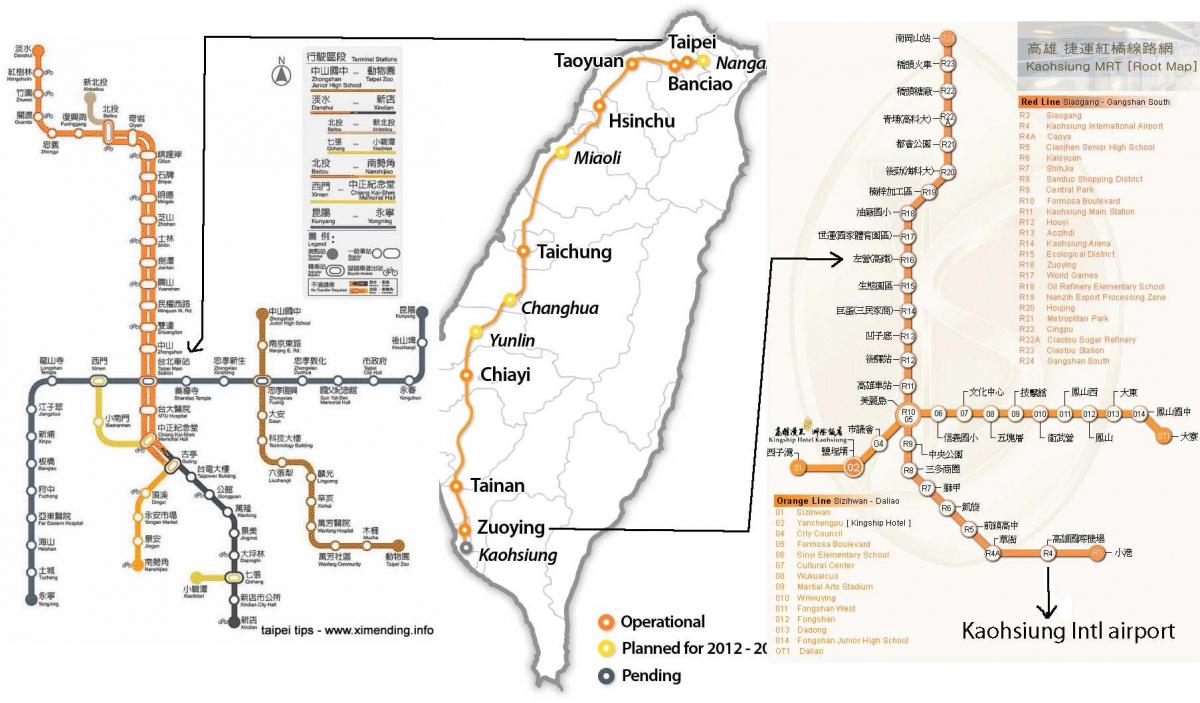 карта на Taipei високо брзински железнички станици