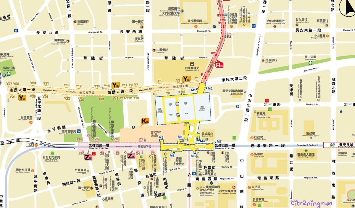 карта на Taipei подземен трговски центар