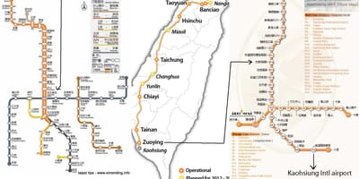 Карта на Taipei високо брзински железнички станици